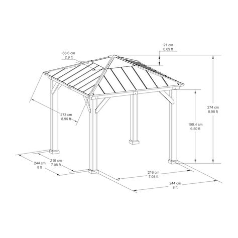 Square Gazebo, Outdoor Gazebo, Canopy Tent Outdoor, Steel Roof, Roof Shapes, Outer Design, Wood Frame Construction, Backyard Pavilion, Gazebo Canopy