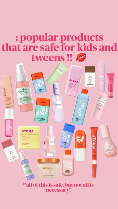 Correct me if I’m wrong, but I’m 99.9% sure these are all safe !! ☀️ :: #preppy #skincare #pink #kids #tweens #fyp #viral #popularproducts Skincare For Kids, Kids Skin Care, Preppy Skincare, Preppy Kids, Makeup Order, Sephora Skin Care, Safe Skincare, Shower Skin Care, Perfect Skin Care Routine