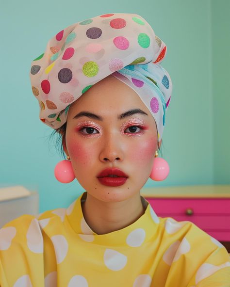 Colorful Quirky Aesthetic, Colorful Makeup Aesthetic, Quirky Portraits, Pretty Spring Outfits, Colorful Fashion Photography, Colorful Vibes, Face Drawing Reference, Graphic Arts Illustration, High Fashion Photography