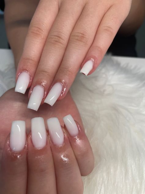 Off White Cream Nails, Summer Milky White Nails, Dip Nails Milky White, Short Square Acrylic Nails Milky White, Milky White Short Nails Acrylic, Nutty White Nails, Milky White Biab Nails, White Foggy Nails, Milky White Chrome Nails Square