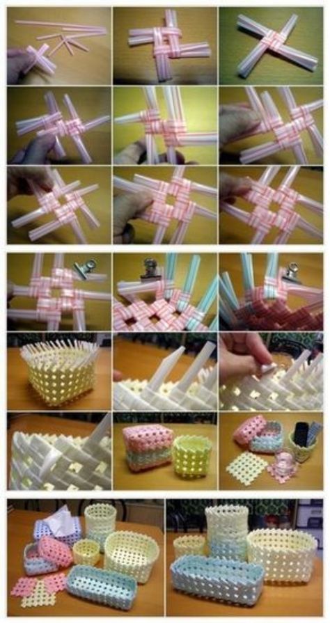 40 Repurposing Plastic Straw Crafts Ideas - Bored Art Plastic Straw Crafts, Diy Storage Containers, Straw Art, Diy Straw, Straw Crafts, Bored Art, Gubahan Bunga, Kraf Diy, Origami 3d