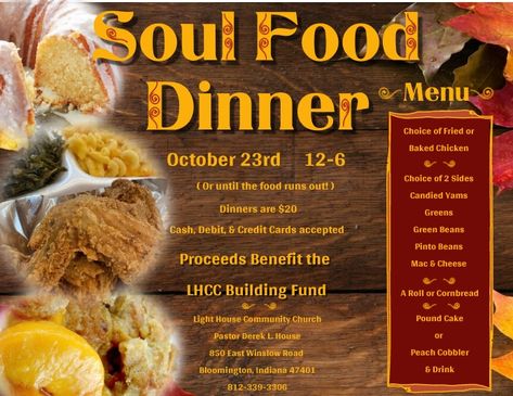 Soul Food Menu Ideas, Soul Food Catering, Soul Food Menu, Food Truck Menu, Sales Flyer, Bakery Interior, Food Plate, Soul Food Dinner, Food Catering