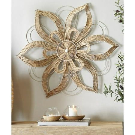 Daisy Wall Decor, Rattan Wall Decor, Wicker Wall Decor, Rattan Flower, Daisy Wall, Natural Wood Table, Wicker Wall, Casual Decor, Goddess Decor