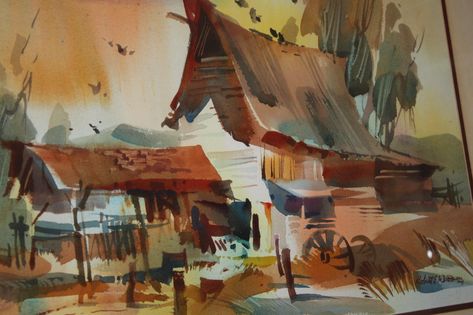 Wood Watercolor, Andrew Wood, Watercolor Barns, Robert Wood, Wood Barn, Old Barns, Abstract Landscape, Barn Wood, See Picture