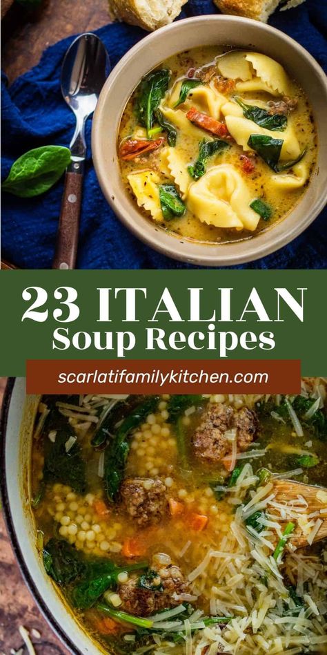 Easy Italian Soup, Italian Soups, Italian Chicken Soup, Crockpot Chicken Parmesan, Italian Soup Recipes, Italian Wedding Soup Recipe, Pasta Fagioli Recipe, Hearty Soup Recipes, Hearty Vegetable Soup