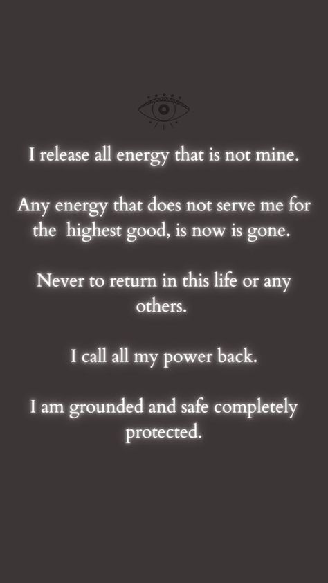 protect your energy, always.
#protection #spiritual #affirmation #energy #evileye Aura Protection Affirmations, Calling Energy Back, Energy Transfer Spiritual, Calling Back Your Energy, How To Protect Your Energy, Protect Your Energy Quotes, Protection From Spirits, Protect Energy, Protect My Energy