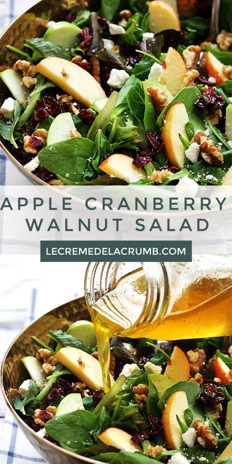 Apple Cranberry Walnut Salad, Cranberry Walnut Salad, Apple Salad Recipes, Thanksgiving Food Sides, Fresh Salad Recipes, Thanksgiving Recipes Side Dishes, Autumn Salad, Walnut Salad, Best Salad Recipes