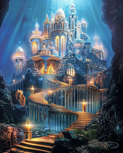 Landscape Castle, Lost City Of Atlantis, Mosaic Home, Fantasy Rooms, Castle Aesthetic, Diy Mosaic, Anime Galaxy, Love Wallpaper Backgrounds, Castle Art