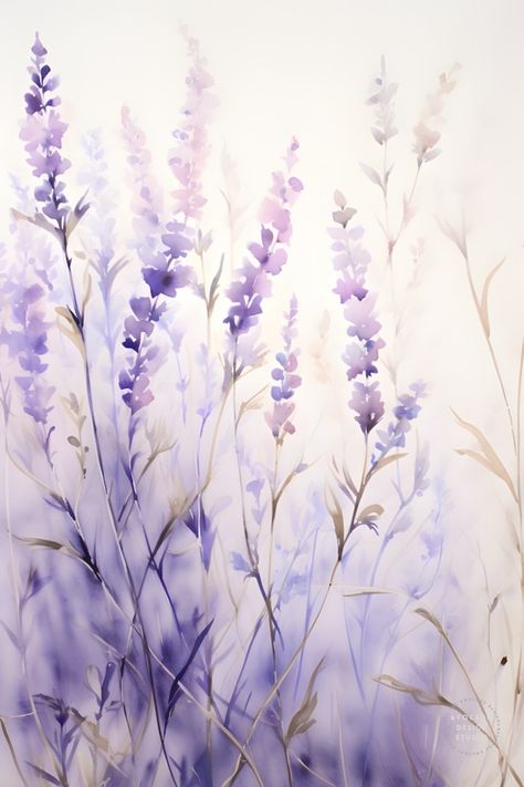 "Spring has come" let your mind relax and unwind. This makes it even easier for you to escape the stress of daily life and find peace of mind. Treat yourself to a little bit of peace and relaxation with a beautiful watercolor today! #watercolor #relax #relaxing #stressrelief Relaxing Abstract Art, Purple Flowers Watercolor Painting, Spring Watercolor Painting, Purple Flowers Painting, Faux Flowers Decor, Cute Halloween Tattoos, Lavender Art, Lavender Watercolor, Spring Watercolor