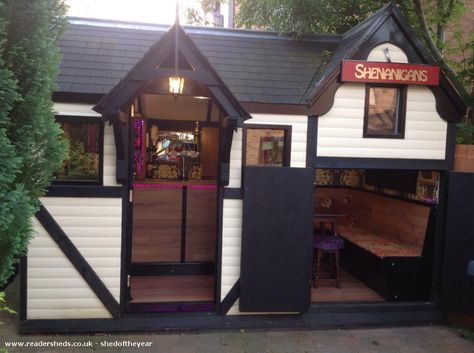 Home Pub Ideas, Pool Bar Ideas, Shed Bar Ideas, Backyard Pub, Yard Bar, Garden Bar Shed, Garden Pub, Pub Shed, Shed Of The Year