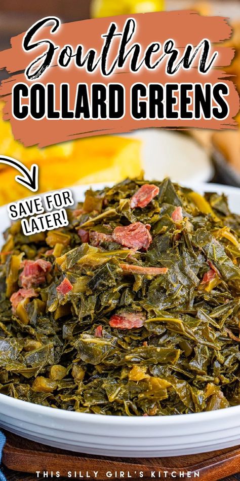 Collard Greens Recipe Soul Food, Easy Collard Greens Recipe, Greens Recipe Soul Food, Collard Greens With Bacon, Southern Collard Greens, Southern Greens, Collard Greens Recipe, Southern Recipe, Jeans Winter