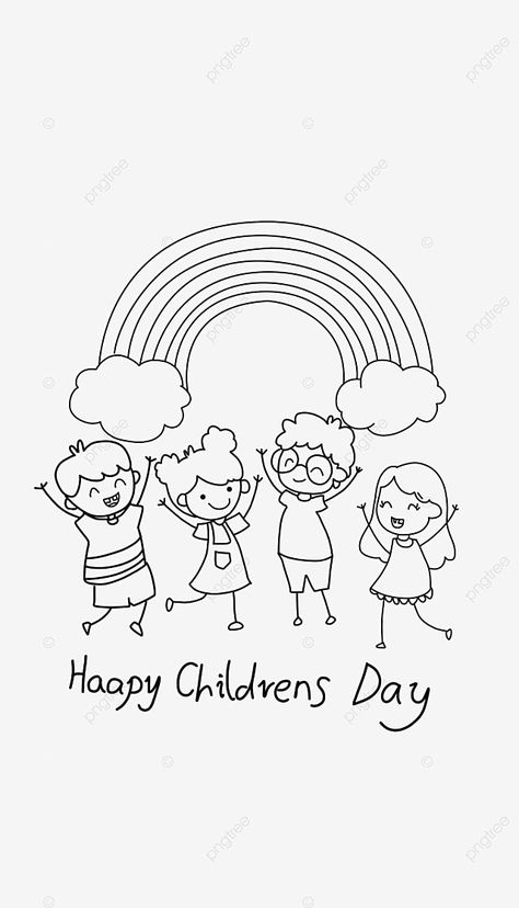 Children's Day Craft, Childrens Day Illustration, Children's Day Activities, Drawing Rain, Rain Drawing, Doodle Kids, Rainbow Children, Bridge Drawing, Painted Window Art