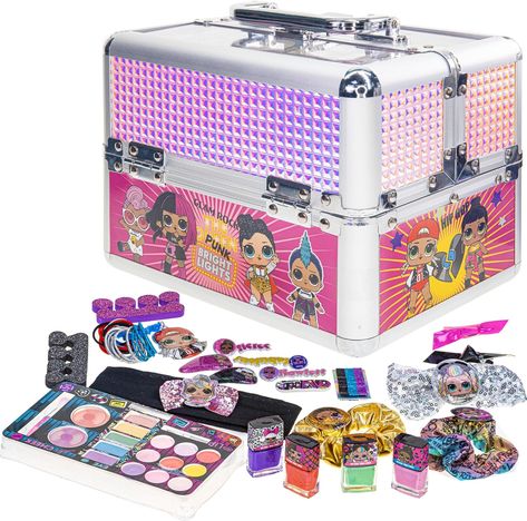 L.O.L Surprise! Train Case Makeup Set for Kids | Makeup Kit Includes Lip Gloss, Nail Polish, Accessories & more | Gifts for Ages 3+ by Townley Girl Girls Makeup Set, Eye Shimmer, Makeup Toys, Makeup Kit For Kids, Play Makeup, Girl Train, Complete Makeup, Shimmer Nail Polish, Kids Pretend Play