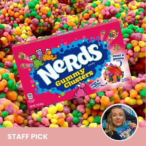 🍬 What are our favourite lollies, you ask?⁠ ⁠ Hi, I'm Sharn, and I'm addicted to Nerds Gummy Clusters.⁠ ⁠ I can’t get enough of Nerds. Nerds Gummy Clusters, Nerds Ropes, and the OG Nerds. But Gummy Clusters are top-tier. The crunchy coating combined with the chewy gummy centre hits the spot every time. Honestly, it takes a lot of self-control for me not to grab a bag every time I get a sweet craving! ⁠ ⁠ Who's with me? 🤓🍭⁠ ⁠ ⁠ #stafffave #nerdsgummyclusters #nerds #bestlollies⁠ Gummy Nerds, Nerds Gummy Clusters, Gummy Clusters, Nerds Rope, Boo Basket, Sweet Candy, Self Control, The Spot, Top Tier