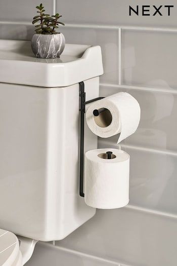 Toilet Roll Holders | Free Standing & Wall Mounted | Next UK Space Saving Toilet And Sink, Small Toilet Room Downstairs Loo, Tiny Toilet Room Ideas, Small Wc, Toilet Roll Holder Black, Understairs Toilet, Apartments Ideas, Cloak Room, Loo Roll Holders