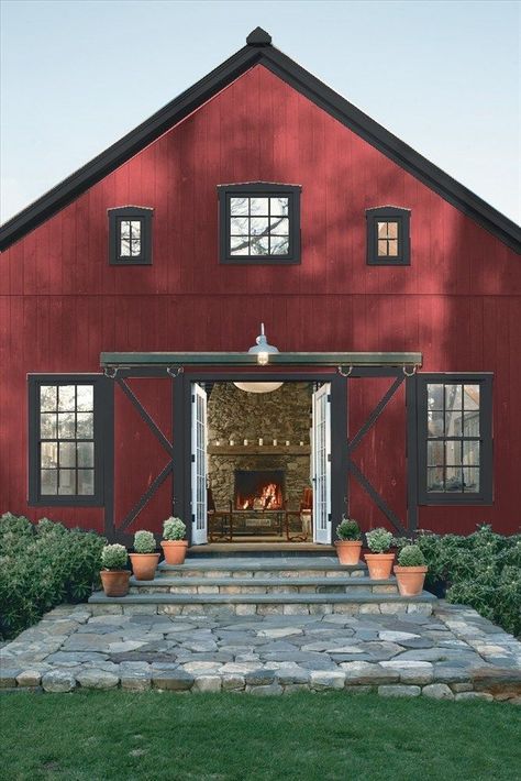 Red House Exterior, Navy Exterior, Benjamin Moore Exterior, Red Houses, Farmhouse Exterior Design, Hale Navy, Farmhouse Paint Colors, Black Barn, Farmhouse Paint