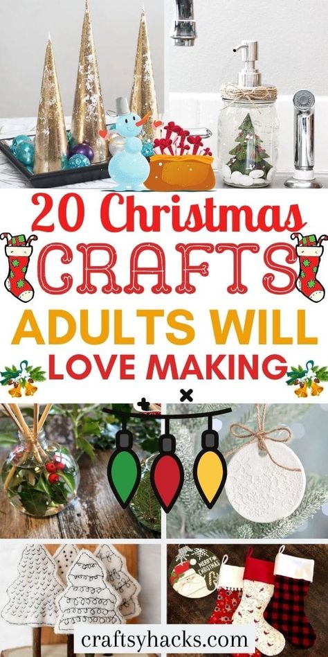 You can get your home holiday-ready when you create these wonderful Christmas crafts for adults. Enjoy crafting these Christmas projects for the home with your friends and family this holiday season. What a fun way to transform your Christmas decor. #Christmas #Crafts Christmas Crafts Adults, Easy Christmas Crafts For Adults, Family Christmas Crafts, Crafts Adults, Christmas Crafts To Sell, Holiday Crafts Diy, Christmas Crafts For Adults, Handmade Christmas Crafts, Christmas Craft Projects