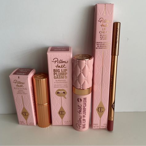 3 Nwt Charlotte Tilbury Products Perfect, Plump, And Pout Trio - Pillowtalk Kissing Lipstick (Shade 3, Intense) - Pillowtalk Big Lip Plump Gasm (Shade Medium Deep) - Pillowtalk Lip Cheat Lip Liner (Shade 2, Medium) All Brand New, Never Used Originally $90 For The Trio Charlotte Tilbury Products, Nude Pink Lipstick, Pillow Talk Lipstick, Charlotte Tilbury Lipstick, Charlotte Tilbury Matte Revolution, Glossier Lipstick, Charlotte Tilbury Makeup, Hydrating Lipstick, Makeup Samples