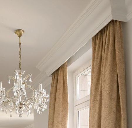 Curtain Accessories, Headings & Pelmets - Davonne Blinds Wooden Pelmet, Window Pelmets, Pelmet Designs, Neo Classical Interiors, Curtain Box, Curtain Pelmet, Ceiling Crown Molding, Wooden Curtain Poles, Modern Window Treatments