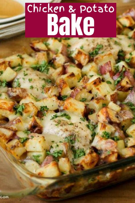 Chicken Thigh Casserole, Chicken Breast Casserole, Boneless Skinless Chicken Breast Recipes, Skinless Chicken Breast Recipes, Sunday Dinner Ideas, Chicken Boneless Breast Recipes, Chicken Potato Bake, Garlic And Olive Oil, Chicken Potato