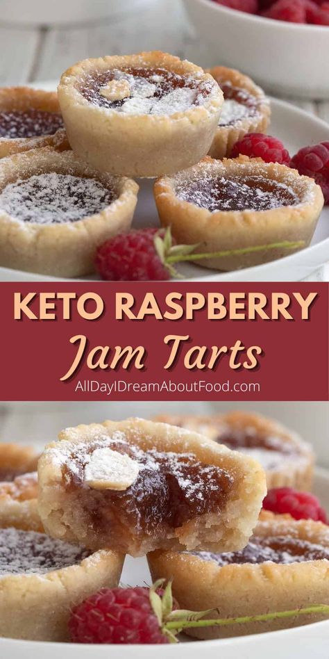 Raspberry Recipes Keto, Keto Mini Pies, Keto Raspberry Recipes, Keto Raspberry Desserts, Keto Raspberry Jam, Keto Tart, Raspberry Recipes Healthy, Keto Tarts, Keto Pastries