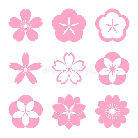 Cherry blossom icon set vector illustration Cherry Blossom Icon, Sakura Logo, Blossom Icon, Cherry Blossom Vector, Illustration Elements, Flower Games, Cherry Blossoms Illustration, Sakura Art, Blossom Tattoo