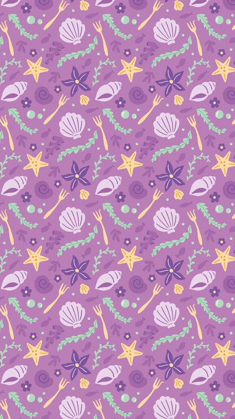 “Little Mermaid” Inspired repeating pattern design - Disney fan art illustration Mermaid Phone Backgrounds, Disney Wallpaper Ariel, Subtle Disney Wallpaper, Little Mermaid Wallpaper Aesthetic, Summer Disney Wallpaper, The Little Mermaid Wallpaper Aesthetic, Little Mermaid Iphone Wallpaper, Princess Background Wallpapers, Disney Pattern Wallpaper