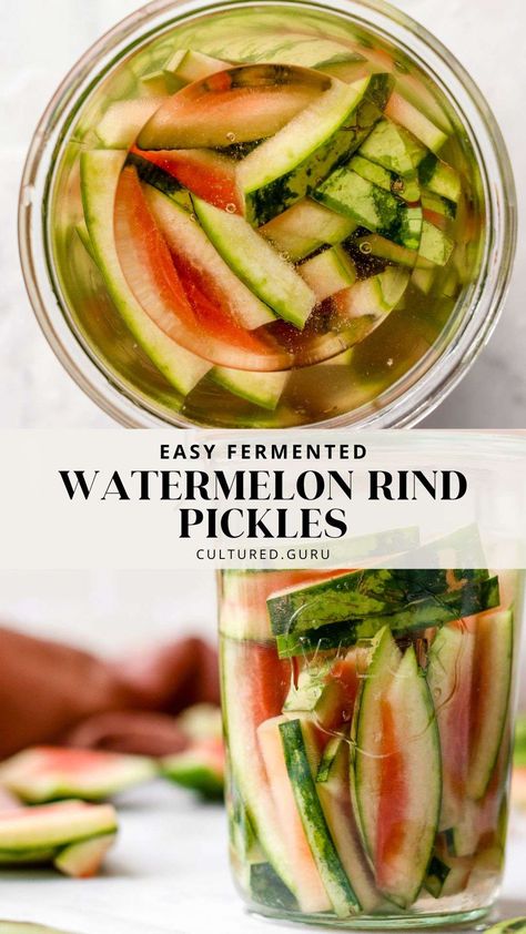 Pickling Watermelon Rind, Pickles Watermelon Rind, How To Pickle Watermelon Rind, Pickled Canning Recipes, Preserving Watermelon, Fermented Watermelon, Fermented Pickles Recipe, Watermelon Rind Preserves, Pickled Watermelon Rind Recipe