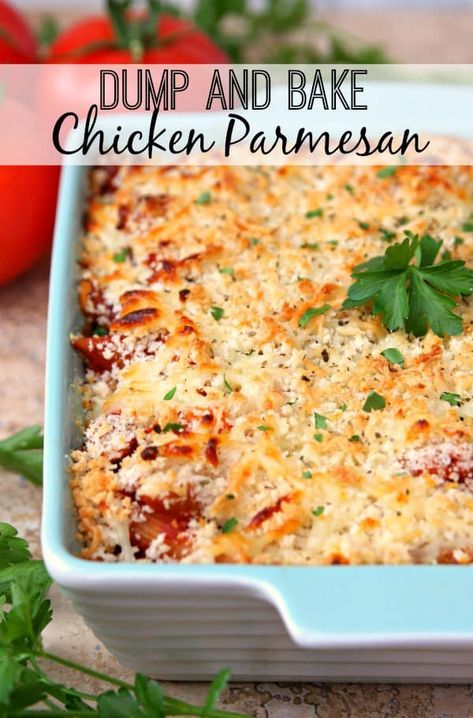 Dump And Bake Chicken, Dump And Bake, Chicken Parmesan Recipe Baked, Parmesan Casserole, Chicken Parmesan Recipe, Chicken Parmesan Casserole, Bake Chicken, Baked Chicken Parmesan, God Mat