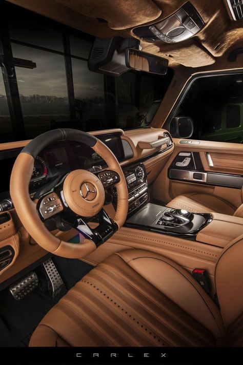 Suv Cars Luxury Interior, Brown G Wagon Mercedes, Gwagon Mercedes Brown, Mercedes G Wagon Aesthetic Interior, Mercedes Benz Brown Interior, Mercedes G Class Black Interior, Mercedes Brown Interior, G Class Benz, G Wagon Brown Interior