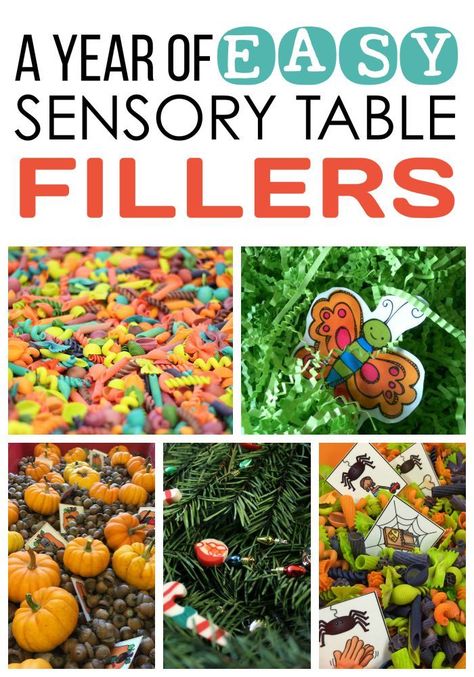 A Year Of Easy Sensory Table Fillers Sand Table Ideas For Kindergarten, Sensory Table Fillers, Prek Sensory, Kindergarten Sensory, Sensory Materials, Sensory Tables, Differentiated Kindergarten, Preschool Sensory, Sensory Items