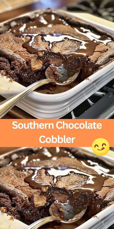 Southern Chocolate Cobbler Southern Chocolate Cobbler, Chocolate Cobbler Recipe, Cobbler Recipes Easy, Hot Chocolate Sauce, Chocolate Cobbler, Baking Chocolate, Cobbler Recipe, Chocolate Delight, Chocolate Recipe