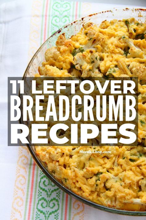 11 Recipes with Breadcrumbs | Breadcrumbs are a versatile and often overlooked ingredient that can completely transform simple lunch and dinner dishes and meals like meatloaf, chicken thighs, meatballs, and mac and cheese, adding the perfect crunch and a subtle depth of taste. Click to learn how to make homemade breadcrumbs, our favorite gluten free breadcrumb alternatives, and a list of easy, breadcrumb recipes the whole family will love! How To Use Bread Crumbs, Breadcrumbs Recipe Meals, Breadcrumb Recipe Meals, Biscuit Crumbs Recipes, Recipes Using Breadcrumbs, Bread Crumb Recipes, Recipes Using Bread Crumbs, Recipes With Breadcrumbs, Recipes With Bread Crumbs