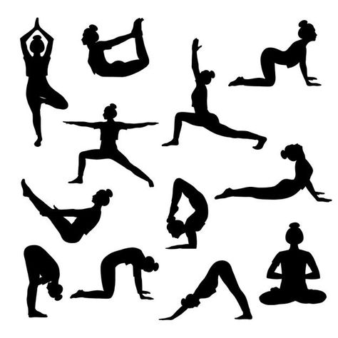 Drawing Of Yoga Poses, Yoga Poses Black Women, Yoga Poses Black And White, Yoga Basement, Yoga Black And White, People Doing Yoga, Yoga Silhouette, Yoga Png, Yoga Posses