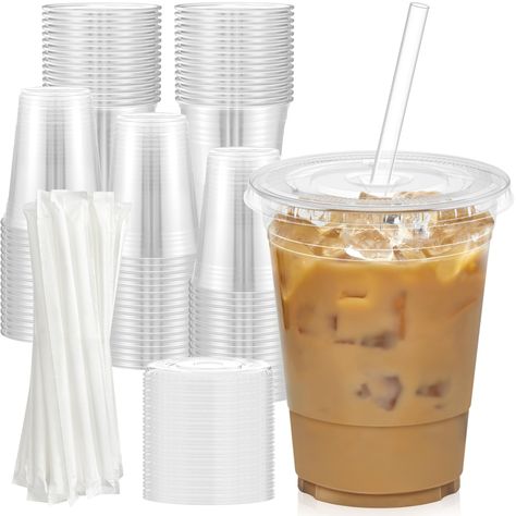 PRICES MAY VARY. 【100 Pack Cups + Lids + Straws】: This value package includes 100 plastic cups, 100 tight-fit lids and 100 straws, great for small business or your everyday use. 【Premium Quality】: Made of premium thick plastic, these sturdy plastic cups with lids and straws are perfect for iced coffee on the go, breakfast smoothie morning juice and more. 【No Spill & No Leak】: Comes with airtight lids and straws, these iced coffee cups with lids and straws prevent leak and spill when you are enjo Plastic Cups With Lids, Smoothie Cups, Coffee Cups With Lids, Cups With Lids And Straws, Plastic Coffee Cups, Iced Coffee Cups, Clear Plastic Cups, Morning Juice, Disposable Coffee Cups