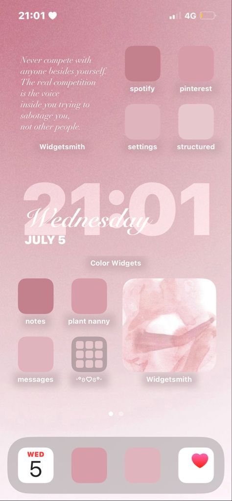 Pink Ios 16 Homescreen Widgets, Girly Home Screen Layout, Soft Pink Iphone Layout, Light Pink Ios 16 Homescreen, Pink Cellphone Aesthetic, Pink Widgets Ideas, Iphone Layout Homescreen Ideas Pink, Pink Iphone Wallpaper Layout, Pink Iphone Layout Aesthetic