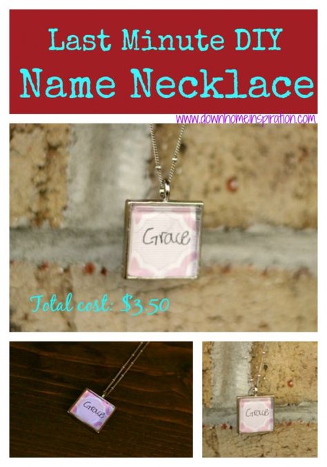 Super simple and cheap gift idea.  This would be perfect for grandparents!  DIY Name Necklace - Down Home Inspiration Fun Cheap Beaded Necklaces For Gifts, Cheap Personalized Beaded Necklaces As Gifts, Cheap Personalized Beaded Necklaces For Birthdays, Cheap Handmade Necklace As A Gift, Fun Personalized Beaded Necklaces For Gifts, Diy Name Necklace, Grandparents Diy, Collage Jewelry, Mops Crafts