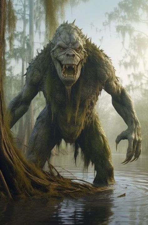 Immerse yourself in the mystical world of Louisiana folklore with our downloadable Rougarou digital art piece. This captivating artwork captures the essence of the Cajun myth, featuring the legendary Rougarou in a hauntingly beautiful swamp setting. Perfect for framing, this digital art piece will add a touch of mystery and intrigue to your decor. Rougarou, Louisiana folklore, digital art, mythical creature, swamp, downloadable, printable, frameable, Cajun legend, Louisiana mythology. Mystical Creatures Mythology, Cajun Culture, Swamp Monster, Louisiana Culture, Bigfoot Art, Call Of Cthulhu Rpg, Horror Photos, D D Monsters, Cool Monsters