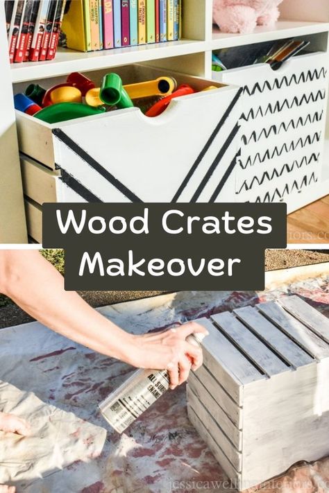 Wood Crate Diy, Best Paint For Wood, Large Wooden Crates, Dyi Painting, Spray Paint Wood, Best Spray Paint, Diy Wooden Crate, Vintage Crates, Storing Toys