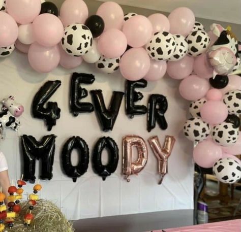 Black Western Party Decor, 2 Moody Birthday Party, 4 Ever Moody Birthday Party Theme, 2nd Birthday Cow Theme Girl, Fourever Moody Birthday Theme, Four Ever Moody Birthday Theme, Two Moody Cow Birthday, Fourth Birthday Theme Girl, Girls Fourth Birthday Theme