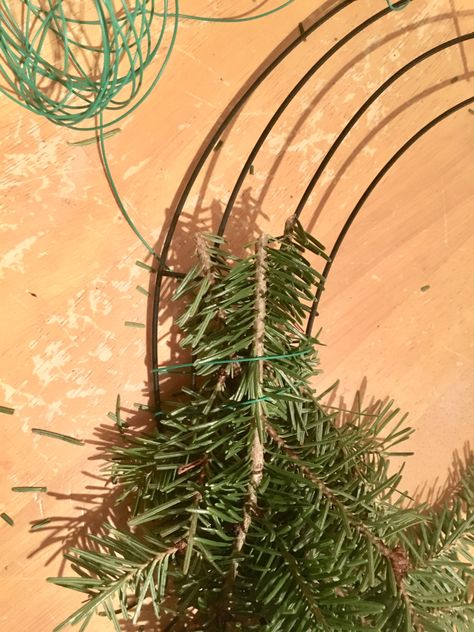 Leftover Tree Trimming Ideas, Live Tree Wreaths, What To Do With Extra Christmas Tree Branches, Tree Trimmings Crafts, How To Make A Wreath From Tree Trimmings, Crafts With Christmas Tree Trimmings, How To Make Wreath From Tree Trimmings, What To Do With Christmas Tree Trimmings, Leftover Christmas Tree Trimming Ideas