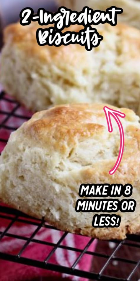 Easy 2-ingredient Biscuits you can make in 8 minutes or less! Dinner For 2 Easy, Two Ingredient Biscuits, Thanksgiving Dinner For 2, 2 Ingredient Biscuits, Easy Homemade Biscuits, Homemade Biscuits Recipe, Easy Biscuit Recipe, 2 Ingredient Recipes, Bisquick Recipes