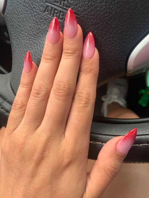 Ombre Pink To Red Nails, Ombre Red Pink Nails, Ombre Pink And Red Nails, Faded Pink Nails, Pink And Red Ombré Nails, Pink And Red Ombre Nails Acrylic, Pink To Red Ombre Nails, Ombre Red Nails Acrylic, Red To Pink Nails