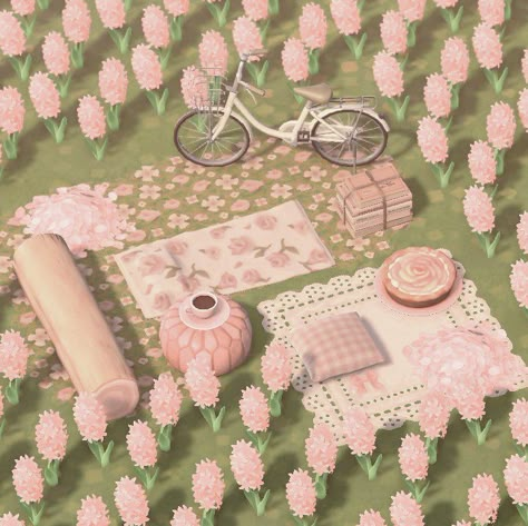 Animal Crossing Island Ideas Fairycore, Acnh Pink Flower Design, Acnh Pink Interior, Acnh Pink Villager, Animal Crossing Flower Path Code, Acnh Pink Aesthetic, Pink Cottage Core Animal Crossing, Acnh Pink Dirt Path, Acnh Pink Springcore