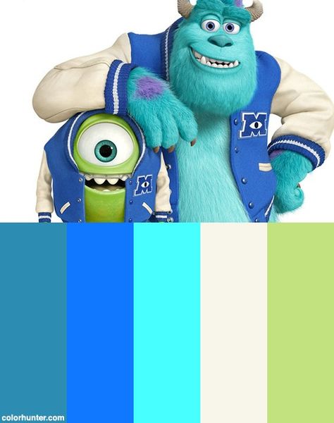 Monsters Inc 2 Color Scheme Cartoon Color Pallete, Monsters Inc Color Palette, Soul Color Palette, Disney Movie Color Palettes, Disney Character Color Palettes, Disney Character Color Schemes, Disney Colour Palette, Monster Color Palette, Cartoon Color Palette