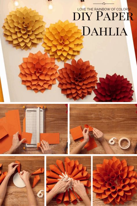 Tapet Inspiration, Kunst For Barn, Jul Diy, Paper Flowers Diy Easy, Diy Fleur, Hantverk Diy, Paper Dahlia, Make Paper Flowers, Diy Flores