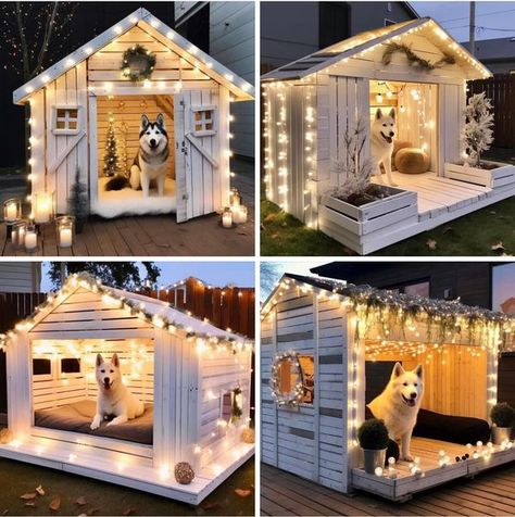 Dog House Interior Ideas, Cute Diy Dog House, Nice Dog Houses Outside, Easy Diy Dog Kennel Outdoor, Indoor Dog House Diy Ideas, Dog Play Areas In Backyard, Dog And Cat House Combo Outdoor, Dog House Made Of Pallets, Outside Dog House Ideas