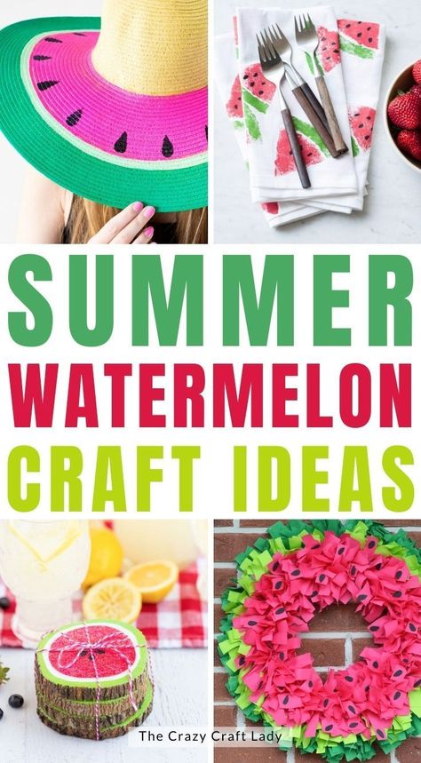 Watermelon Crafts Diy, Watermelon Crafts For Adults, Summer Fruit Crafts, Watermelon Diy Crafts, Summer Crafts For Adults, Watermelon Decorations, Watermelon Coasters, Watermelon Activities, Crafts For All Ages