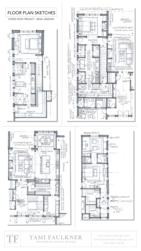 Behind the scenes in an interior design studio, interior design studio in Northern California specializing in space planning and floor plan design for custom homes. Floor plan design help. How to fix a bad floor plan. Space Planning Interior Design, Creek Ideas, Tami Faulkner, Interior Architecture Sketch, Villa Savoye, Custom Floor Plans, Furniture Design Sketches, Interior Design Renderings, Interior Architecture Drawing