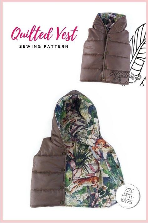 Vest Pattern Sewing, Random Hobbies, Vest Sewing, Boys Sewing Patterns, Kids Puffer Vest, Vest Pattern Free, Tops Sewing, Vest Sewing Pattern, Boy Sewing